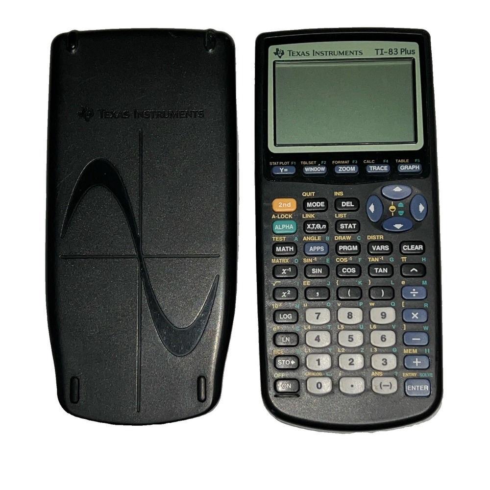 Texas Instruments TI-83 Plus Graphing Calculator Black With Slide Cover Works